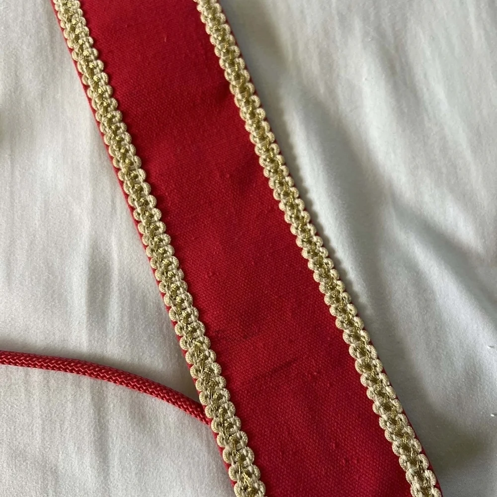 RARE Vintage Yves Saint Laurent 70s Russian Collection Red Tie Waist Belt